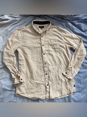 Roark Cream Textured Long-Sleeve Button-Down Shirt adventure organic cotton